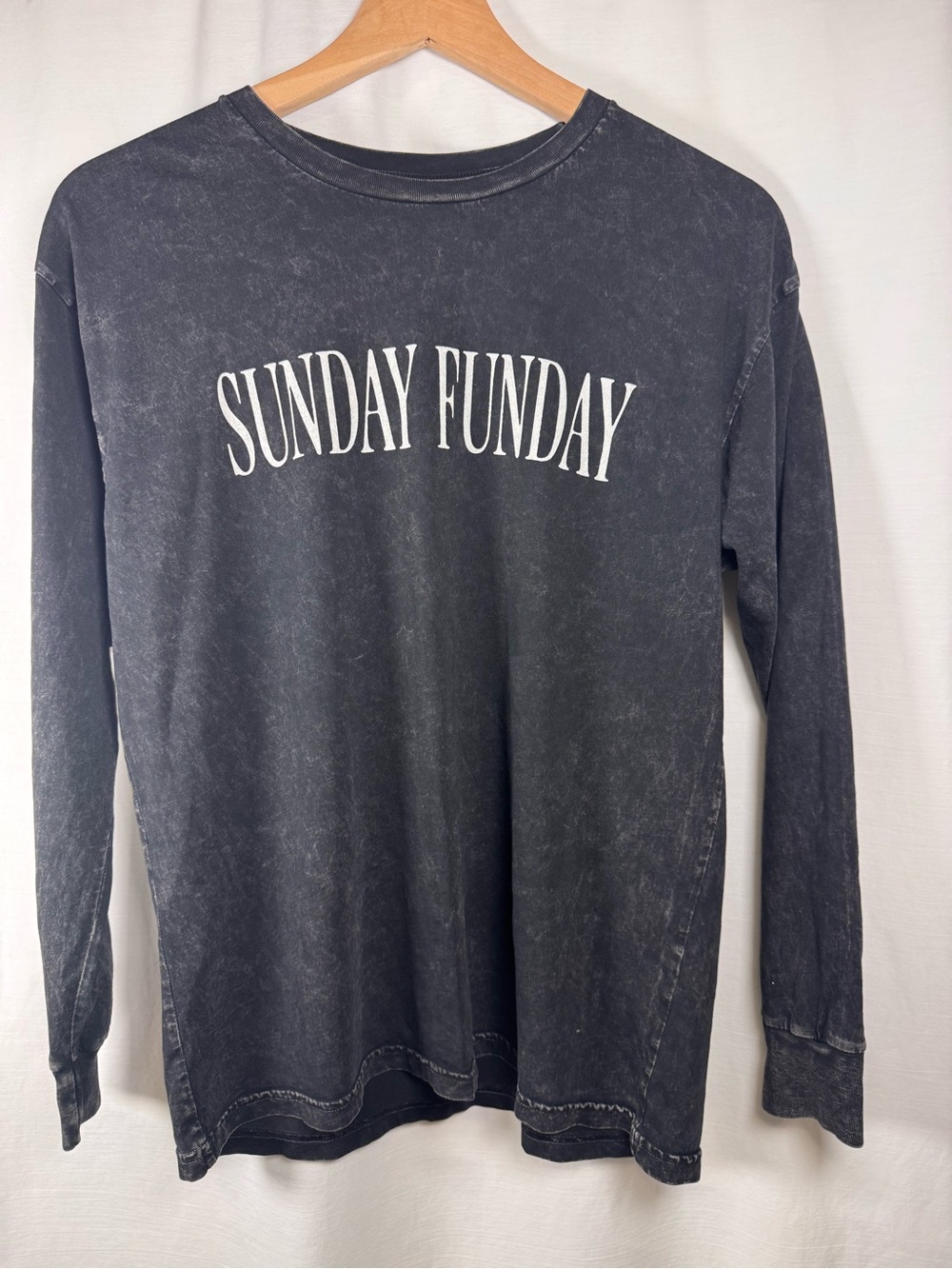 Oat Collective Sunday Funday Black Washed Long Sleeve Tee, 100% Cotton, like new